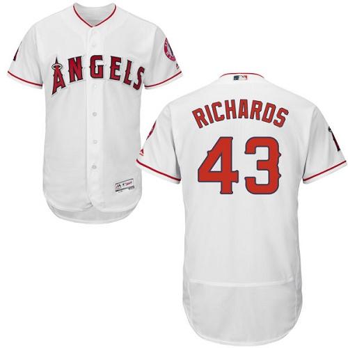 Angels of Anaheim #43 Garrett Richards White Flexbase Authentic Collection Stitched MLB Jersey - Click Image to Close